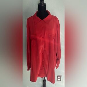 Silhouette Vibrant Red-Orange Casual Button Down Shirt
